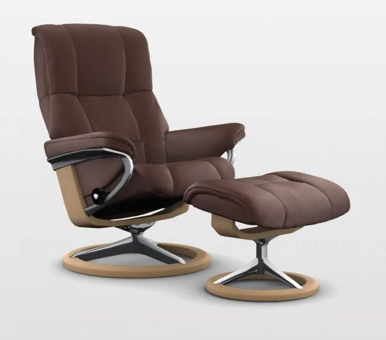 Bestel Nu Stressless Mayfair M Signature relaxfauteuil met hocker-Batick Malt Brown-Eiken