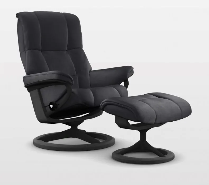 Speciale Aanbieding Stressless Mayfair M Signature relaxfauteuil met hocker-Batick Black-Mat Zwart
