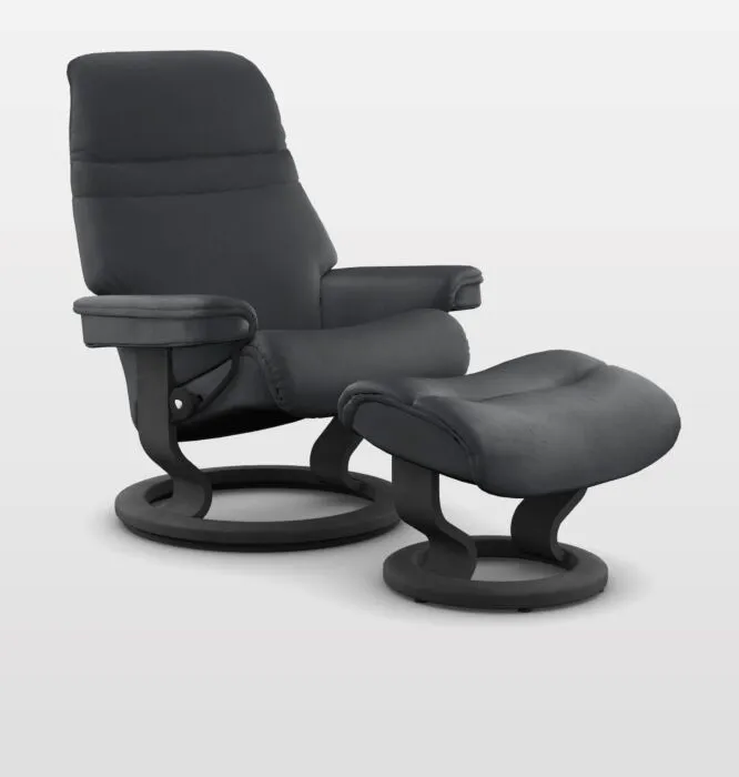 Stressless Sunrise M Classic relaxfauteuil met hocker-Paloma Black Snelle Levering