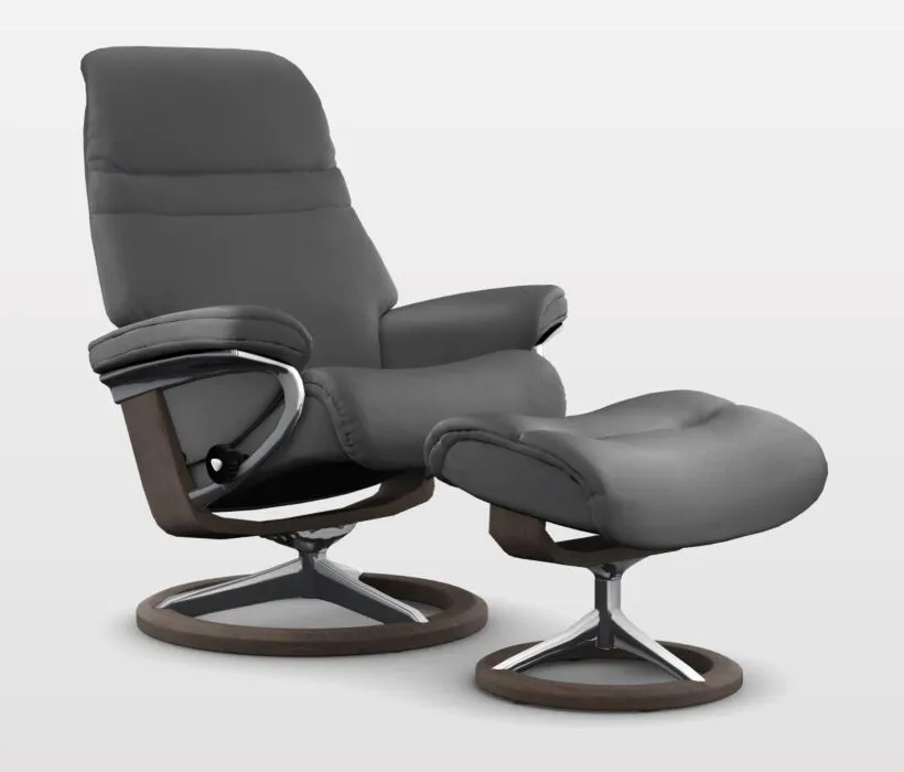 Stressless Sunrise M Signature relaxfauteuil met hocker-Paloma Rock-Wenge Favoriet
