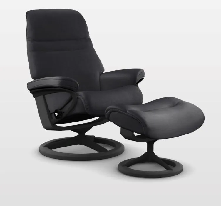 Merkproduct Stressless Sunrise M Signature relaxfauteuil met hocker-Paloma Black-Zwart