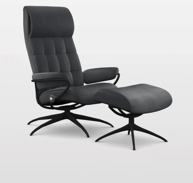 Bestel Nu Stressless London High Back relaxfauteuil met hocker-Paloma Black-Zwart