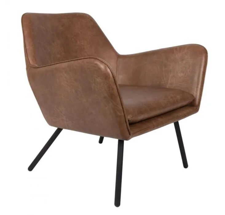 Korting vanHarte Bon leer lounge stoel-Brown
