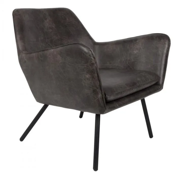 Dagaanbieding vanHarte Bon leer lounge stoel-Dark grey