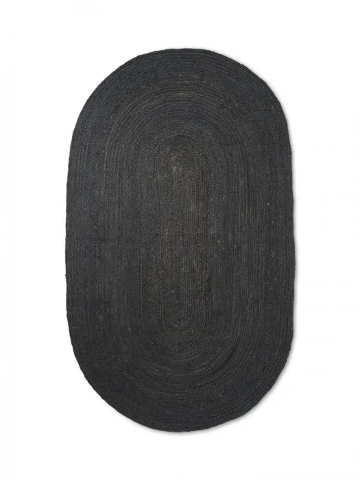 Direct Beschikbaar Ferm Living Eternal Oval Jute vloerkleed-Black-200x140 cm