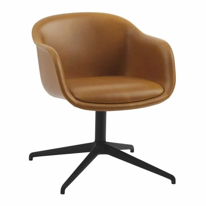 Bestseller muuto Fiber Conference armstoel-Refine Leather Cognac/Black