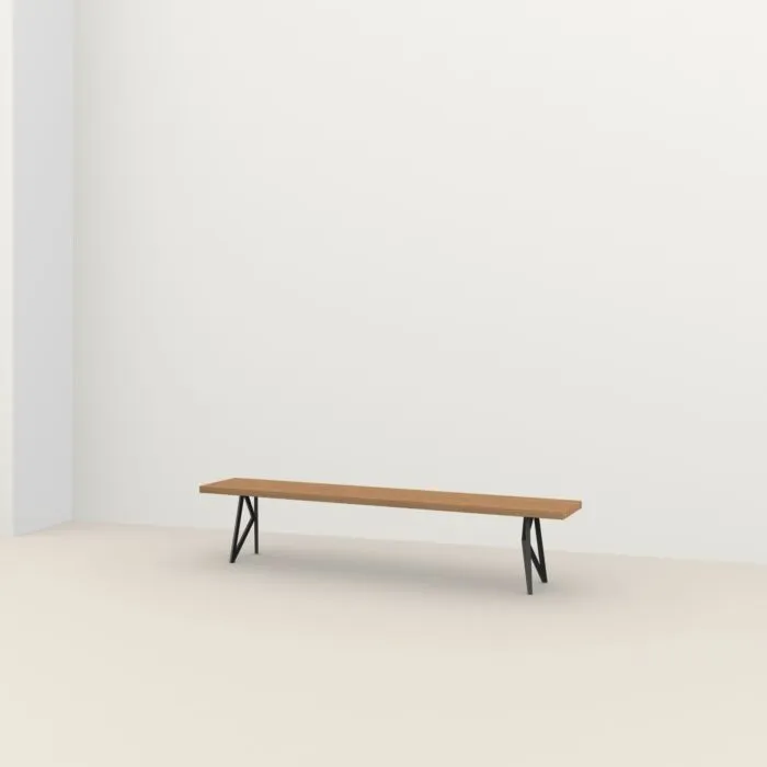 Studio HENK Butterfly Outdoor eetbank Iroko zwart frame-140 cm Voordeelprijs