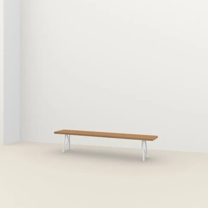 Uitverkoop Studio HENK Butterfly Outdoor eetbank Iroko wit frame-140 cm