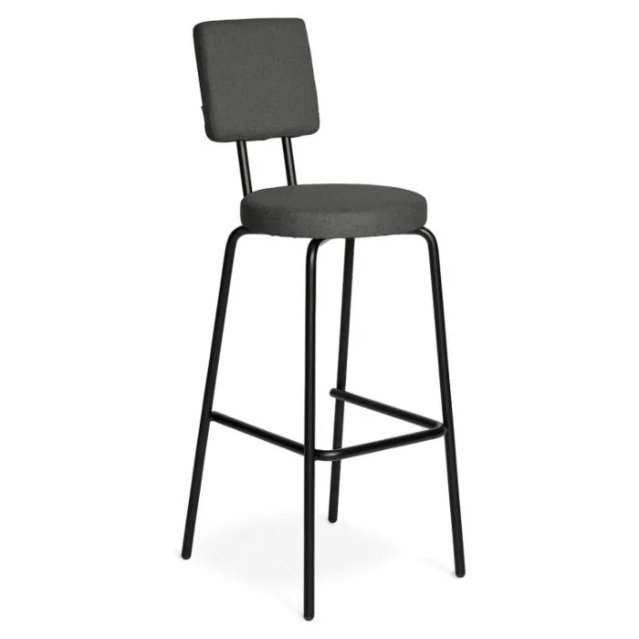Puik Option Barstool barkruk Zithoogte 75 cm-Donker grijs-Ronde zit, vierkante rug Fabrieksprijs