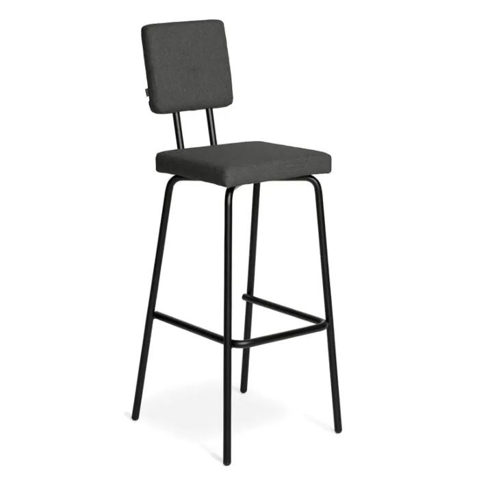 Puik Option Barstool barkruk Zithoogte 65 cm-Vierkante zit, vierkante rug-Donker grijs Favoriet