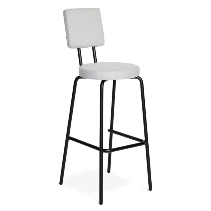 Gecertificeerd Puik Option Barstool barkruk Zithoogte 65 cm-Ronde zit, vierkante rug-Licht grijs