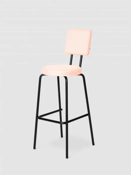 Puik Option Barstool barkruk Zithoogte 65 cm-Ronde zit, vierkante rug-Roze Tijdelijk Beschikbaar