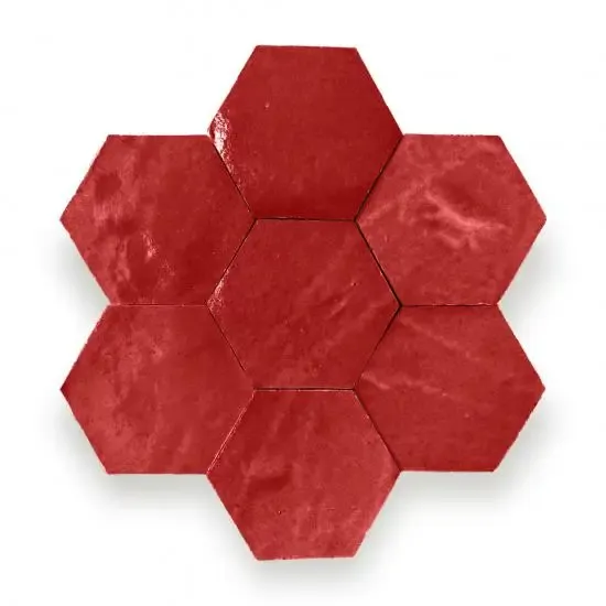Zelliges Alhambra Alhambra Hexagone 38 Rouge Coral Koopje