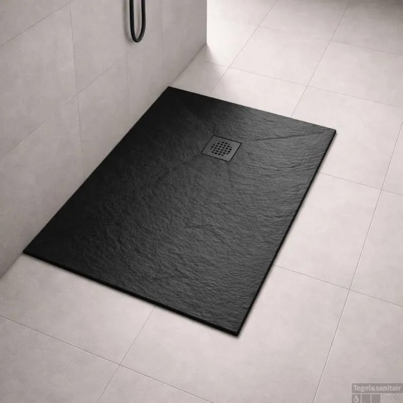 Douchebak BWS Stonelle Antislip Composiet 90x120x3 cm Inkortbaar Mat Zwart Laatste Versie