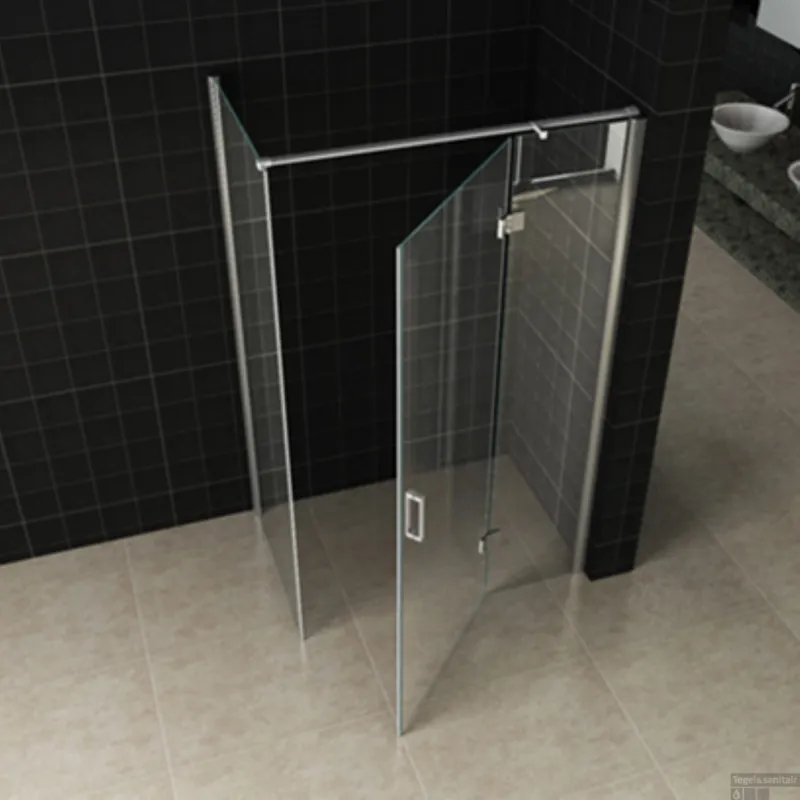 Beperkt Aanbod Douchecabine Wiesbaden met Draaideur en Zijwand 100x100 cm 8/10mm Nano Coating Chroom