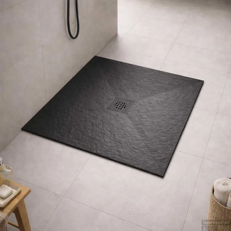 Douchebak BWS Stonelle Antislip Composiet 90x90x3 cm Inkortbaar Mat Zwart Beperkte Voorraad