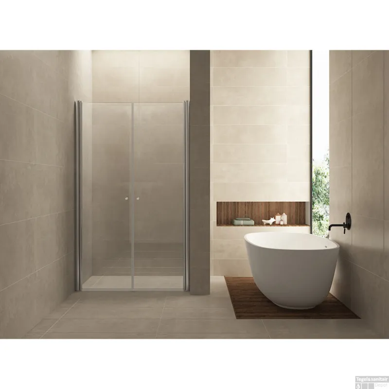 Wiesbaden Douchedeur 2 Pendeldeuren 90x200cm 6mm NANO coating glas Chroom Nisdeur Populair