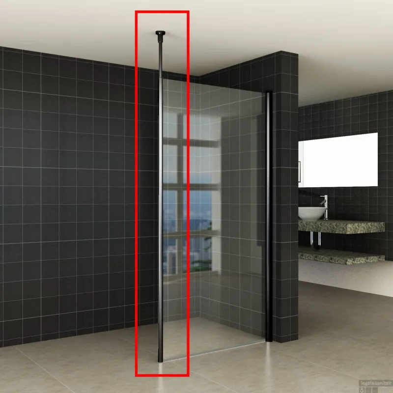 Populair Verticale Stabilisatiestang Met Plafond Bevestiging BWS Voor 10 mm Wand Mat Zwart