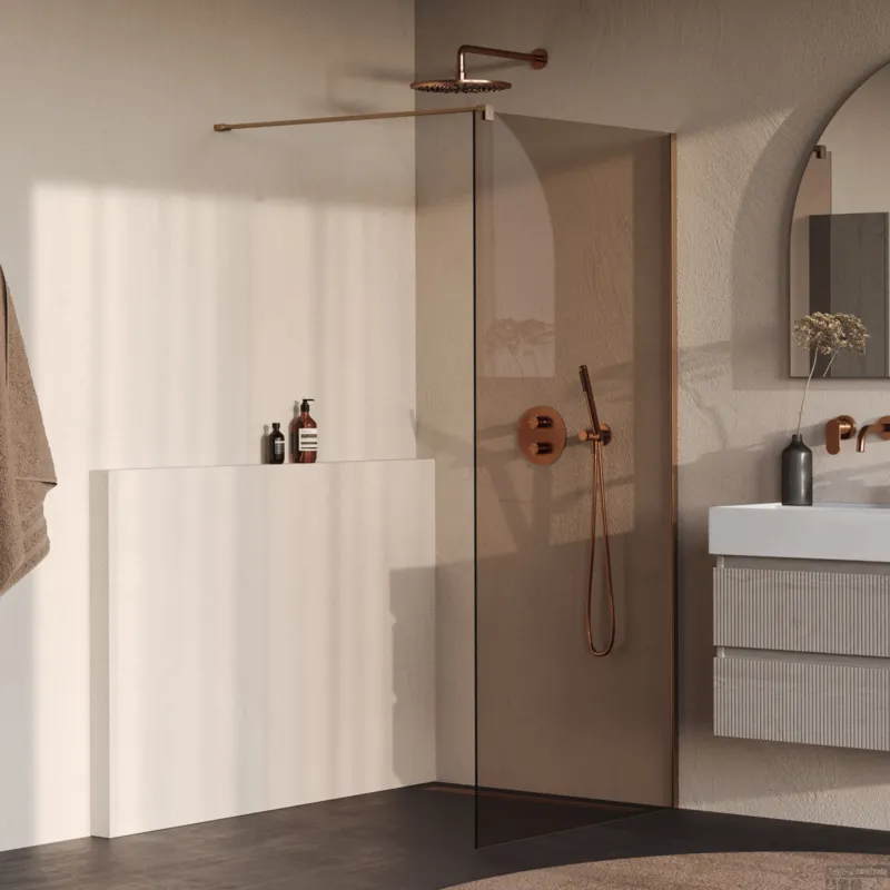 BRAUER Oblivion inloopdouche brons glas 90x200 incl. glascoating PVD koper geborsteld Lage Prijs