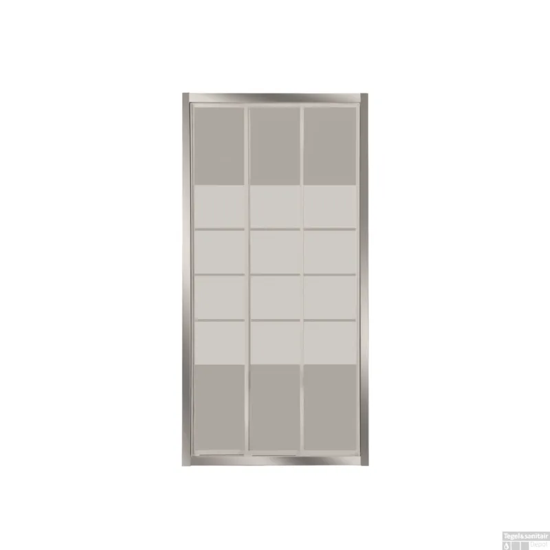Rechtstreeks Van De Fabrikant Nisdeur VM Go Avis 90x185cm Schuifdeur 4mm Veiligheidsglas Met Stroken Chroom