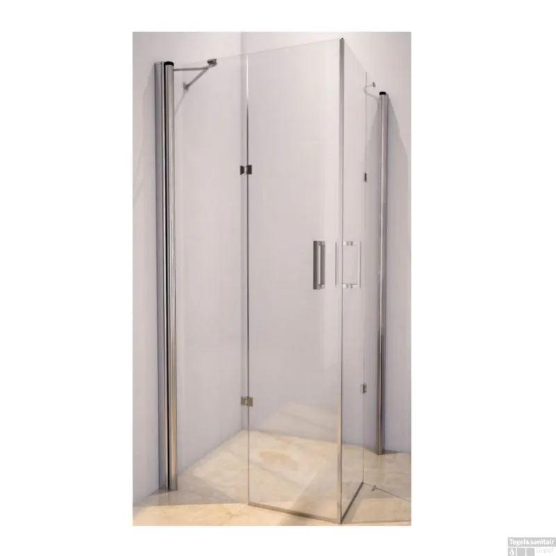 Douchecabine Sanilux Hoek vierkant met hoekinstap 90x90cm 8mm Direct Verzonden