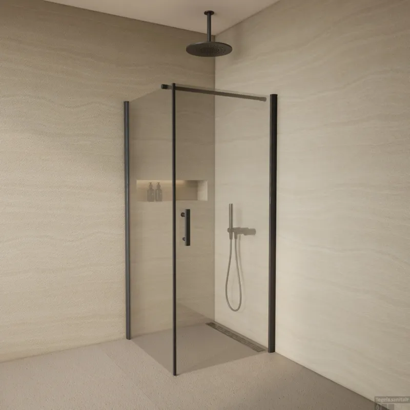 Hoge Kwaliteit Douchecabine BWS 80x80cm 6mm Helder Glas met Nanocoating Zwart