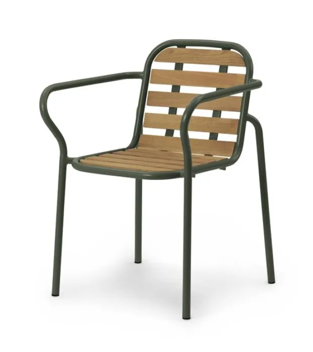 Normann Copgenhagen Vig stoel met hout en armleuning-Dark green Shop Nu