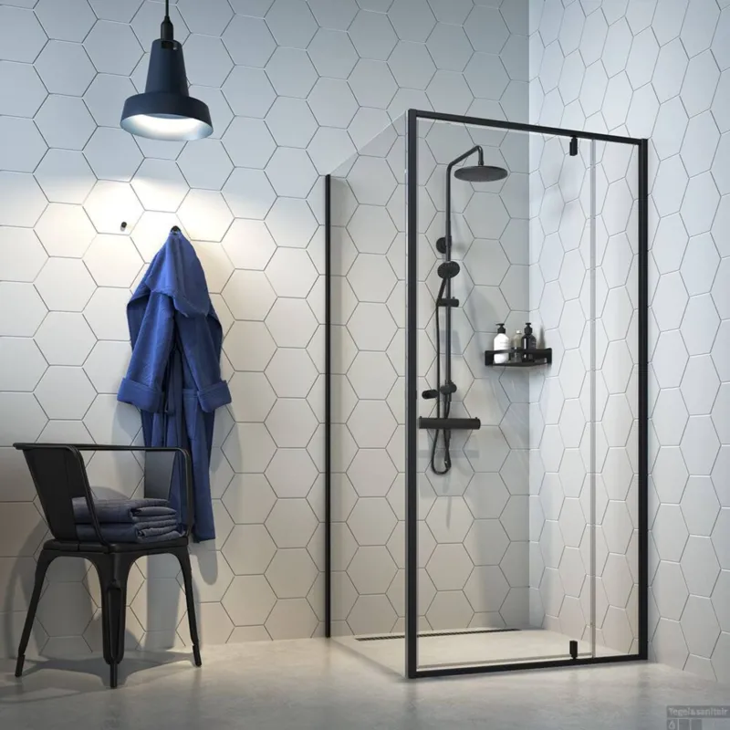 Actieprijs Sealskin Contour Douchecabine met Draaideur 90x90 cm 6mm Helderglas Mat Zwart