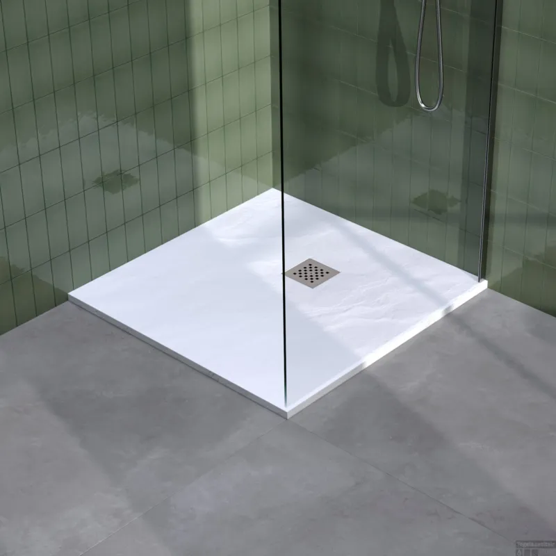 BRAUER Douchebak Asteroid 90x90 incl. antislip en antibacterieel mineraalmarmer mat wit Uitverkoop