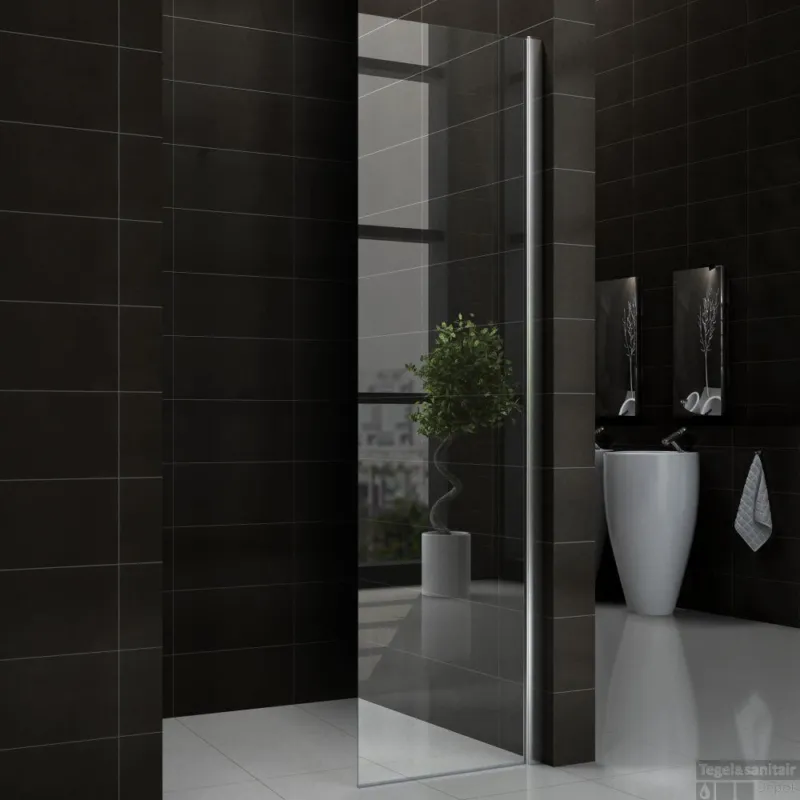 Douchewand Wiesbaden met muurprofiel 40x200cm 10mm NANO coating Must-Have
