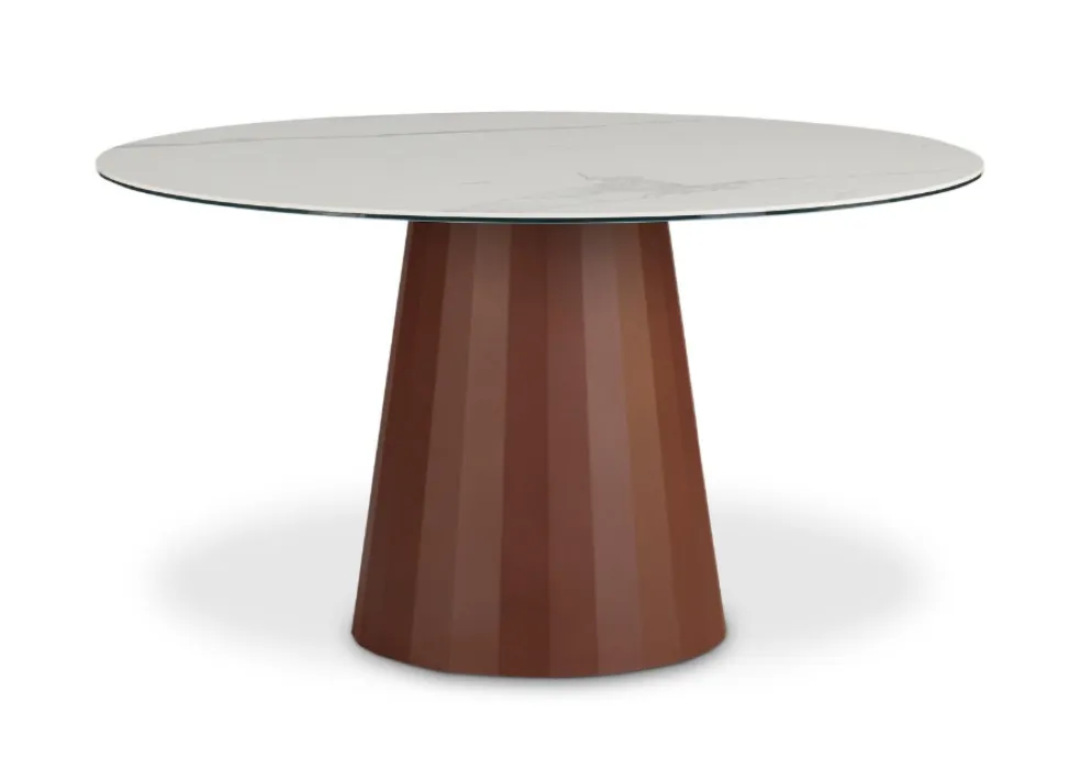 Dyyk Momo eetkamertafel rond-130x118cm-Keramiek 2 Diamond Cream Actieprijs