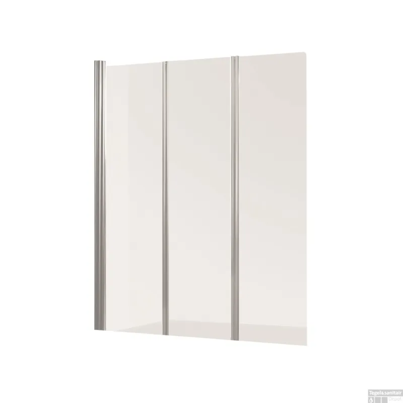 Hete Deal Badwand VM Go Malia 3-delig 130x140cm Scharnierend Chroom Profiel 5mm Veiligheidsglas