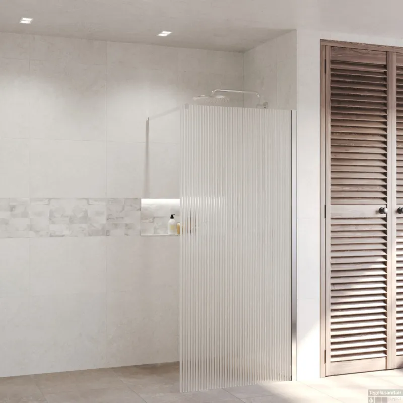 Populair Inloopdouche Ribbel BWS Portos Chroom 100x200 cm Helder Glas 8 mm Nano Coating