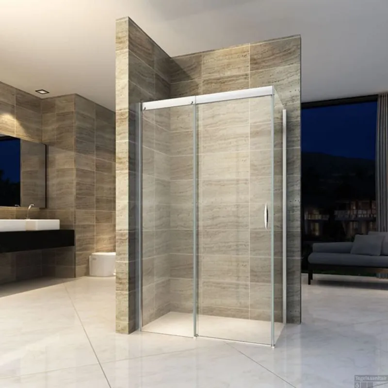BWS Douchecabine Softclose 2.0 100x90 cm met Schuifdeur en Zijwand 8mm Aluminium NANO Coating Op = Op