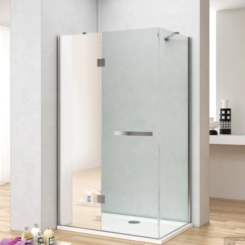 Douchecabine Lacus Capraia Mirror 90 cm Klapdeur 8mm Helder/Spiegel Nanoglas Betrouwbaar