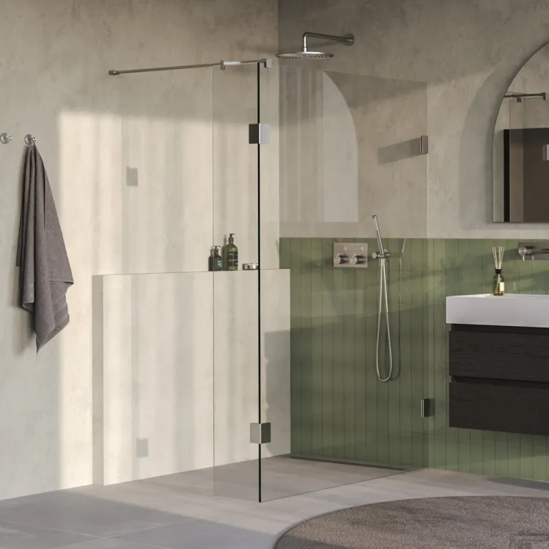 BRAUER Void inloopdouche helder glas 130x200 met 40 zijwand incl. glascoating PVD RVS-kleurig geborsteld Nieuw