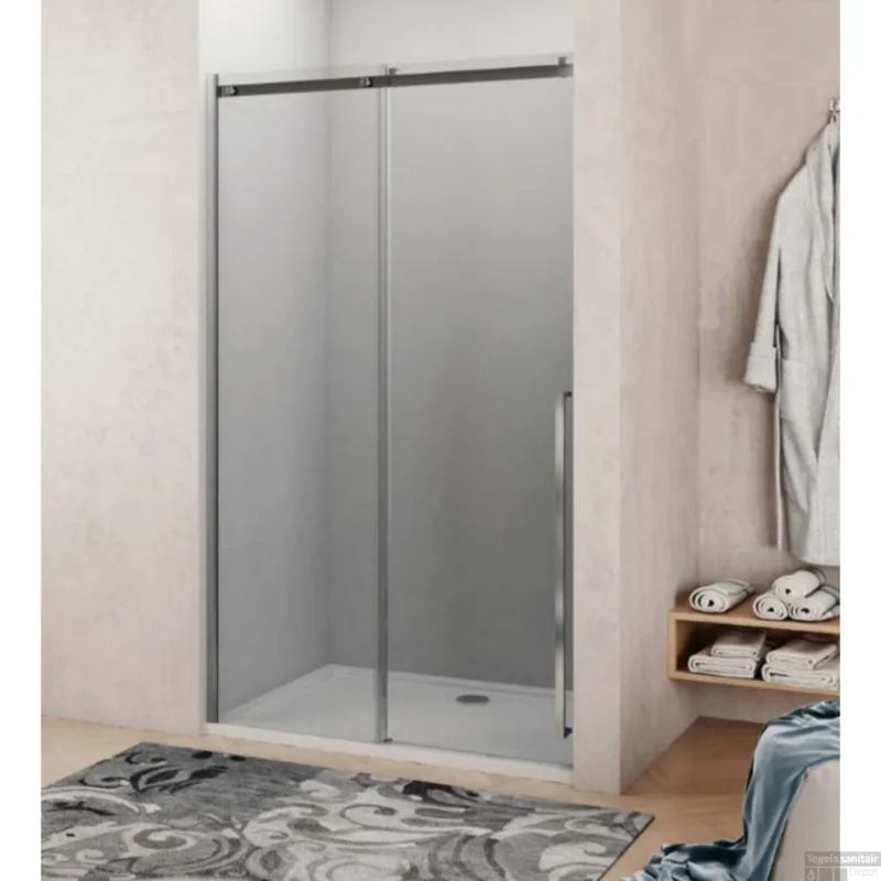 Aanbieding Nisdeur Lacus La Maddalena 120x210 cm Schuifdeur 6mm Helder Glas RVS