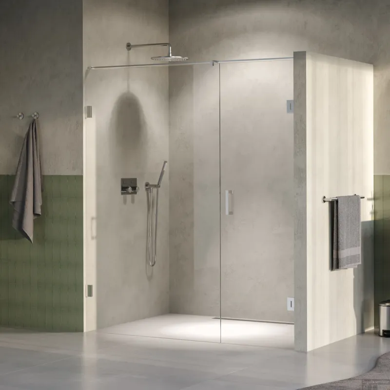 BRAUER Void nisdeur 2-delig helder glas 170x200 omkeerbaar met draaideur 70 aan muur incl. glascoating PVD RVS-kleurig Premium