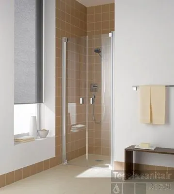 Gecertificeerd Kermi Raya Ptd Draaideur 2-dlg. 90 X 200 Cm. Op Douchebak Zilver Glans-helder Glas