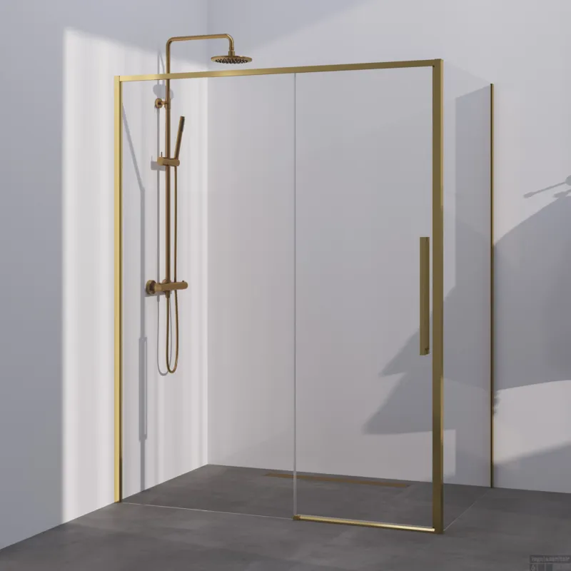 BRAUER Season douchecabine model B met schuifdeur helder glas 140x100x200 omkeerbaar incl. glascoating Season-Goud Goedkoop