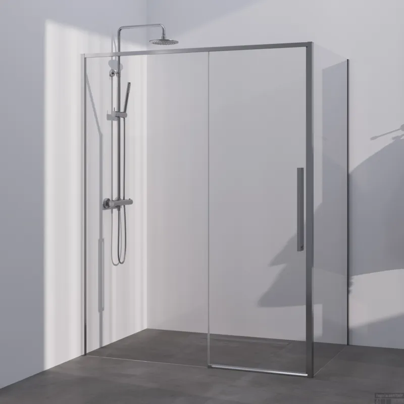 BRAUER Season douchecabine model B met schuifdeur helder glas 140x100x200 omkeerbaar incl. glascoating Season-RVS-kleurig Weekendaanbieding