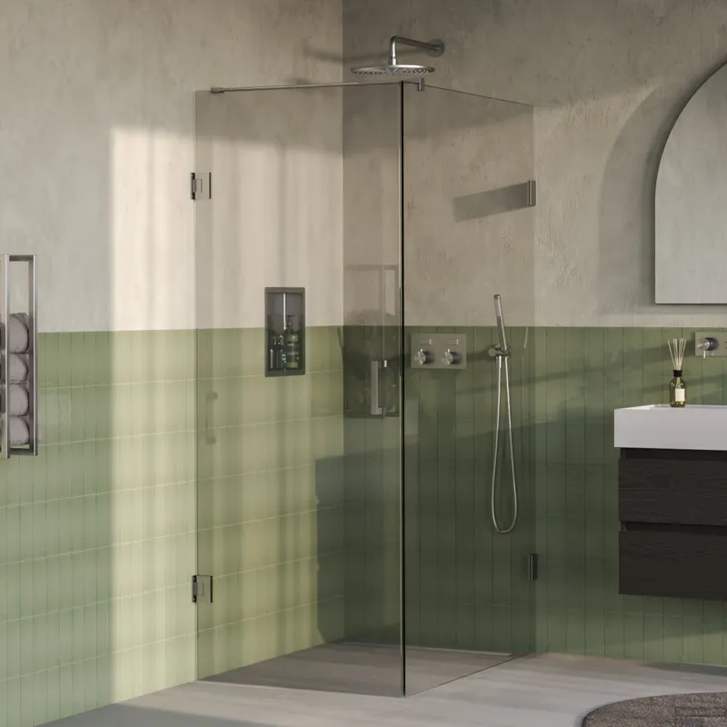 BRAUER Void douchecabine met draaideur helder glas 80x120x200 incl. glascoating PVD RVS-kleurig geborsteld Gecertificeerd
