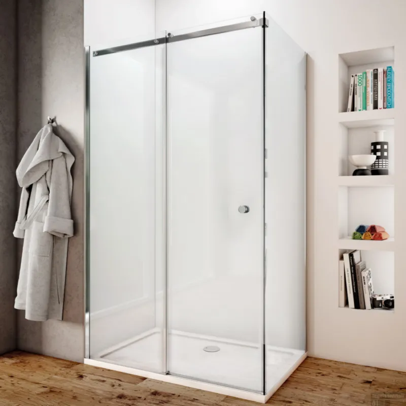 Douchecabine Lacus Pantella Round met Schuifdeur en Vaste Zijwand Helder Glas Anti-Kalk Chroom (alle maten) Gratis Retour