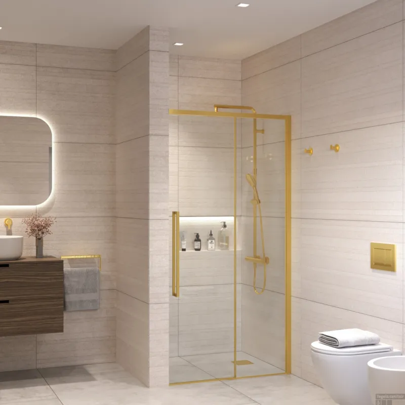 Nisdeur Sanivo Nova Soft Close 140x200 cm Geborsteld Messing Goud Helder Nano 8 mm Hete Deal