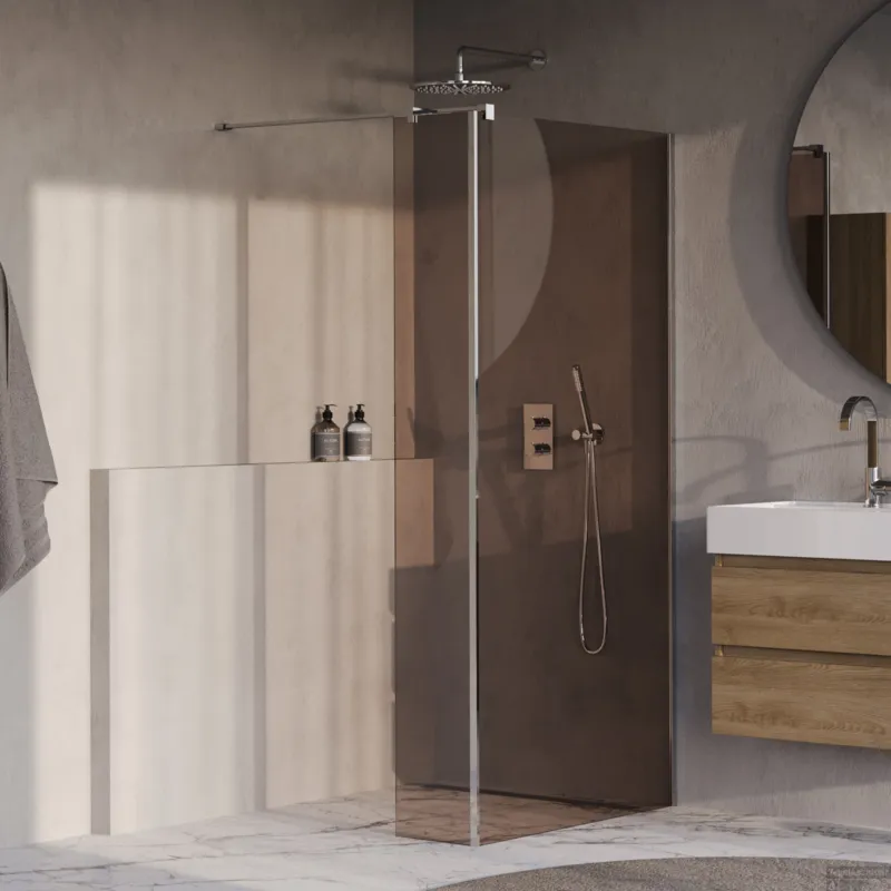 Hete Deal BRAUER Oblivion inloopdouche brons glas 90x200 met zijwand 30 incl. glascoating chroom
