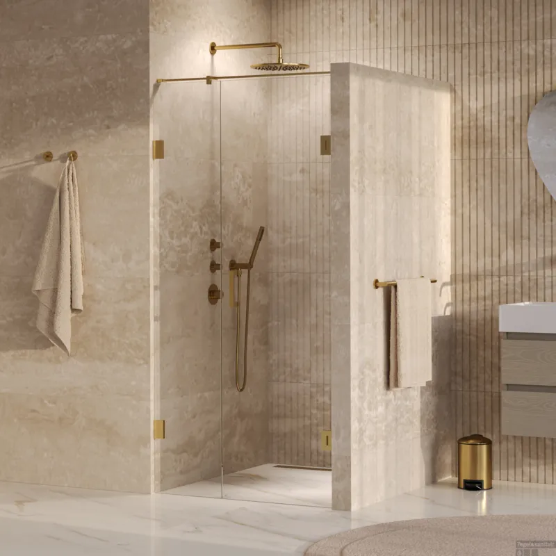 Goedkoop BRAUER Void nisdeur 2-delig helder glas 100x200 omkeerbaar met draaideur 60 aan muur incl. glascoating PVD goud
