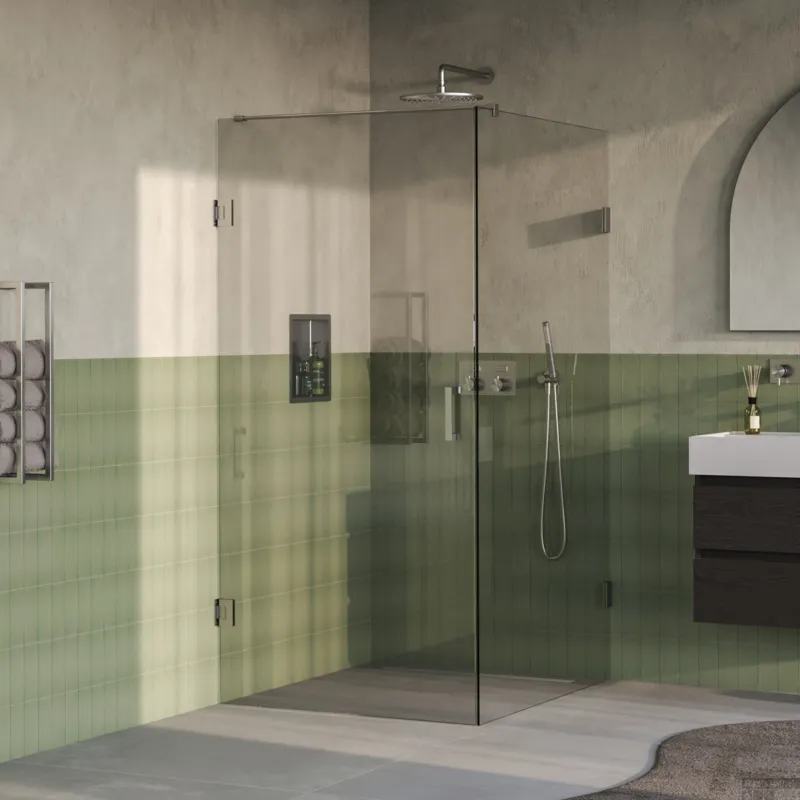 BRAUER Void douchecabine met draaideur helder glas 90x120x200 incl. glascoating PVD RVS-kleurig geborsteld Lage Prijs