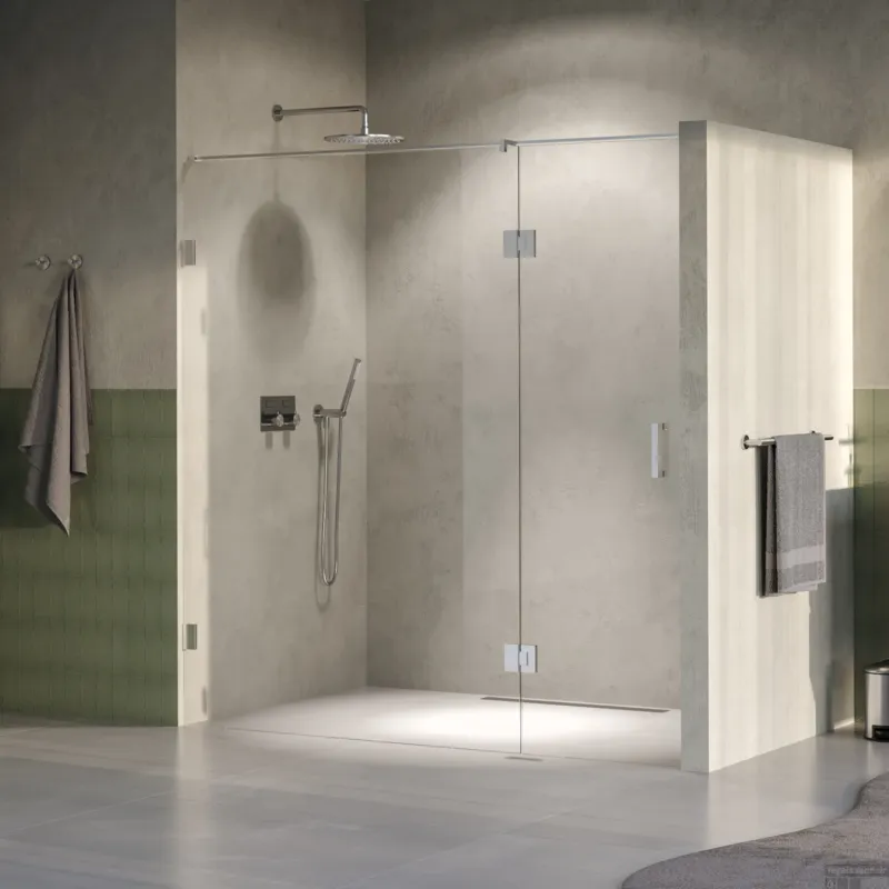 Aanbieding BRAUER Void nisdeur 2-delig helder glas 200x200 omkeerbaar met draaideur 70 aan glas incl. glascoating PVD RVS-kleurig