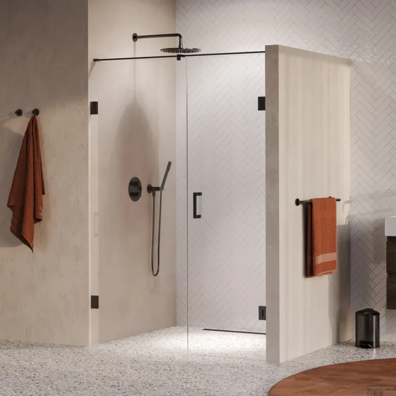 BRAUER Void nisdeur 2-delig helder glas 130x200 omkeerbaar met draaideur 60 aan muur incl. glascoating PVD gunmetal Populair