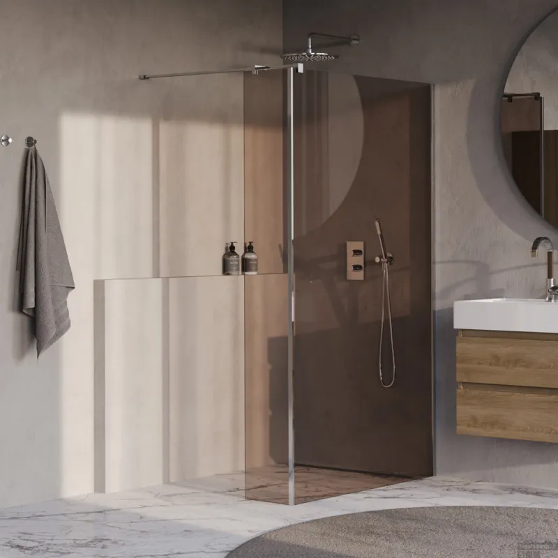 Actieprijs BRAUER Oblivion inloopdouche brons glas 120x200 met zijwand 30 incl. glascoating chroom